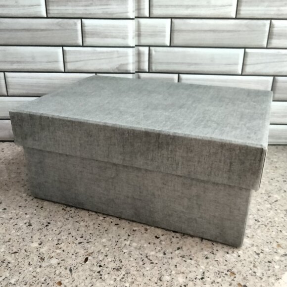 Linen Covered Slate Grey Storage Box (B) - Picture 1 of 8
